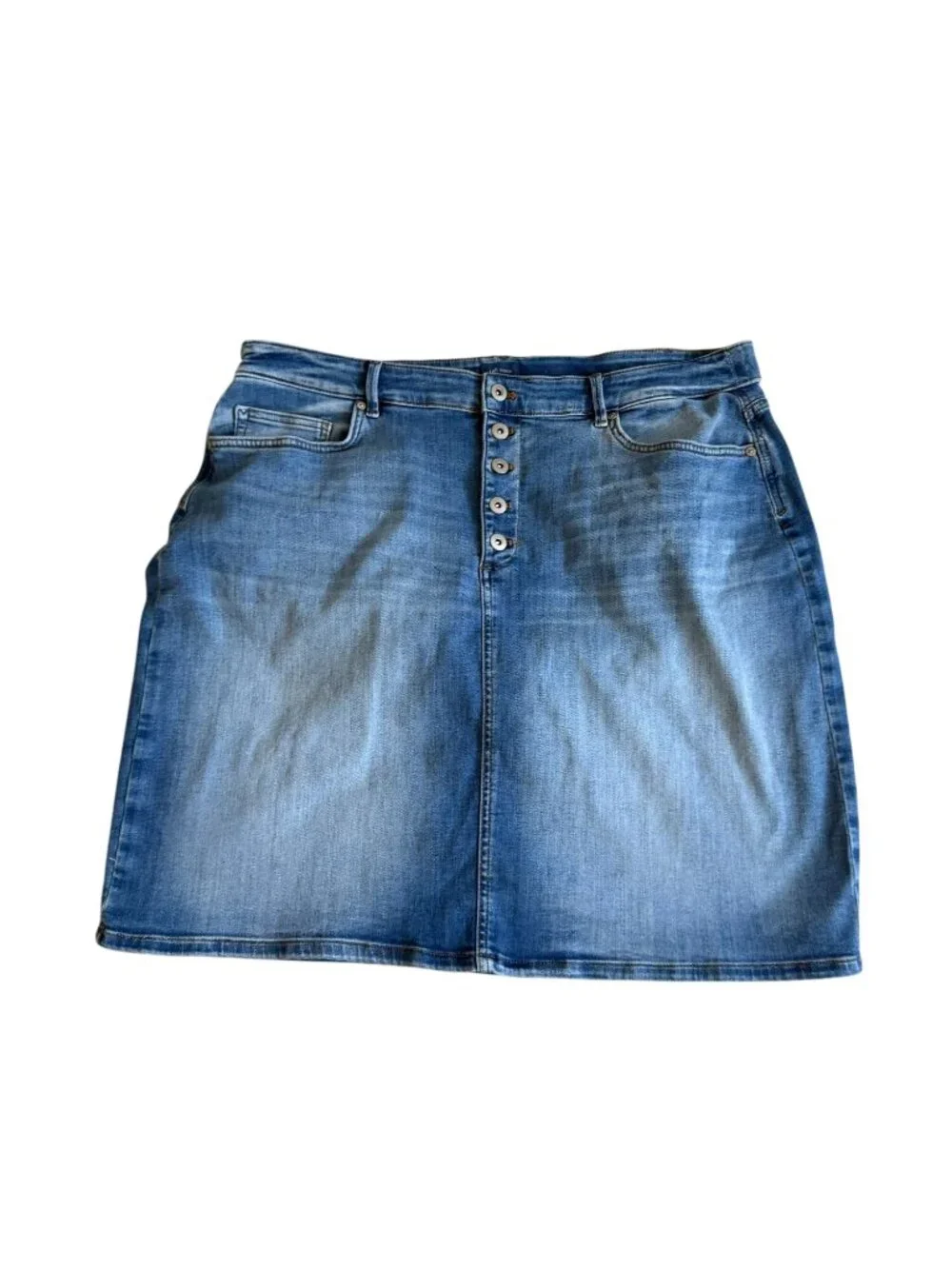 J JILL Denim Stretch Button Skirt Size 20